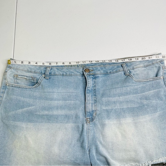 Vanilla‎ Star High Rise Shortie Shorts Womens Plus Size 24 Blue Light Wash - Picture 8 of 11